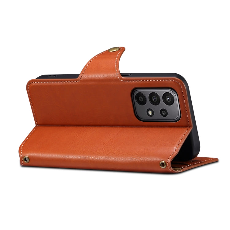 For Samsung Galaxy A23 Denior Cowhide Texture Wallet Style Leather Phone Case(Brown) - Galaxy Phone Cases by Denior | Online Shopping UK | buy2fix