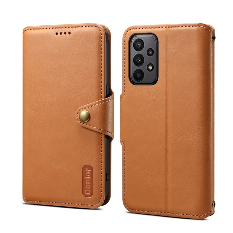 For Samsung Galaxy A23 Denior Cowhide Texture Wallet Style Leather Phone Case(Khaki) - Galaxy Phone Cases by Denior | Online Shopping UK | buy2fix