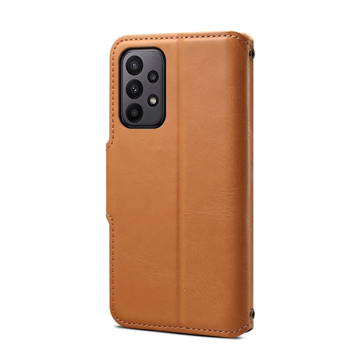 For Samsung Galaxy A23 Denior Cowhide Texture Wallet Style Leather Phone Case(Khaki) - Galaxy Phone Cases by Denior | Online Shopping UK | buy2fix