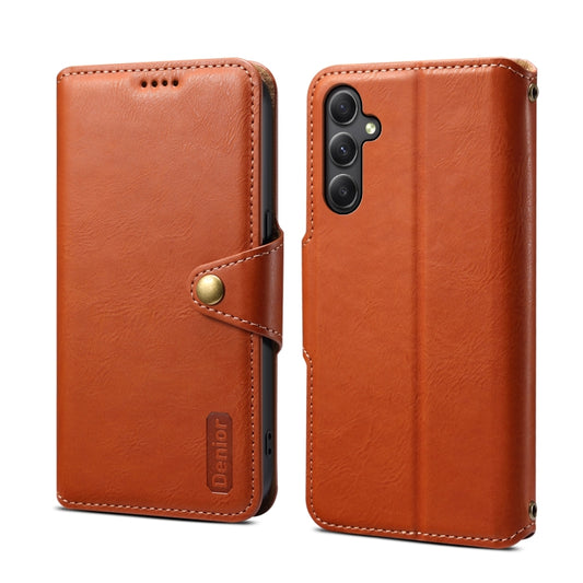 For Samsung Galaxy A24 5G Denior Cowhide Texture Wallet Style Leather Phone Case(Brown) - Galaxy Phone Cases by Denior | Online Shopping UK | buy2fix