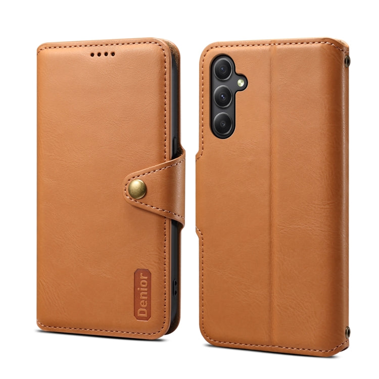 For Samsung Galaxy A24 5G Denior Cowhide Texture Wallet Style Leather Phone Case(Khaki) - Galaxy Phone Cases by Denior | Online Shopping UK | buy2fix