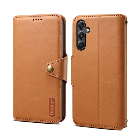 For Samsung Galaxy A24 5G Denior Cowhide Texture Wallet Style Leather Phone Case(Khaki) - Galaxy Phone Cases by Denior | Online Shopping UK | buy2fix