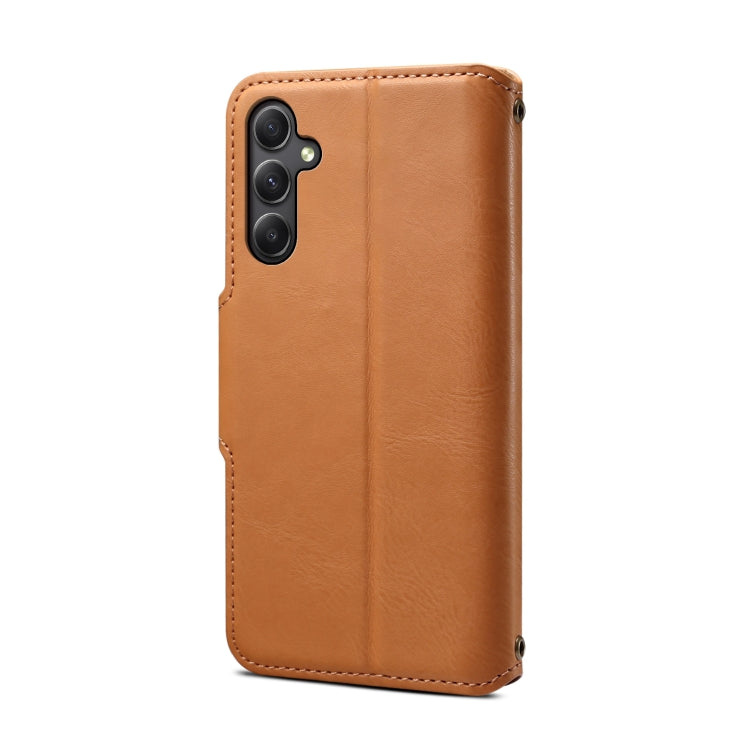 For Samsung Galaxy A24 5G Denior Cowhide Texture Wallet Style Leather Phone Case(Khaki) - Galaxy Phone Cases by Denior | Online Shopping UK | buy2fix