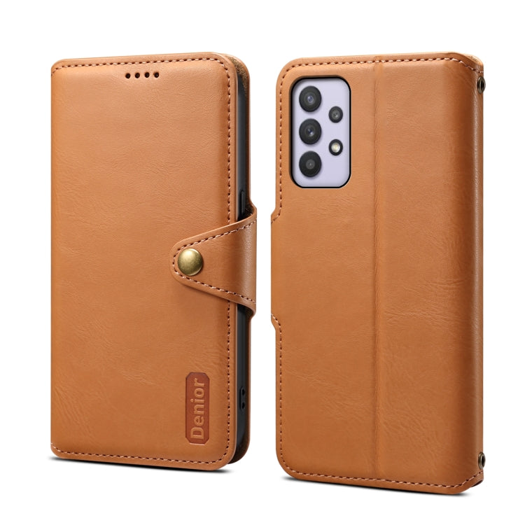 For Samsung Galaxy A32 5G Denior Cowhide Texture Wallet Style Leather Phone Case(Brown) - Galaxy Phone Cases by Denior | Online Shopping UK | buy2fix
