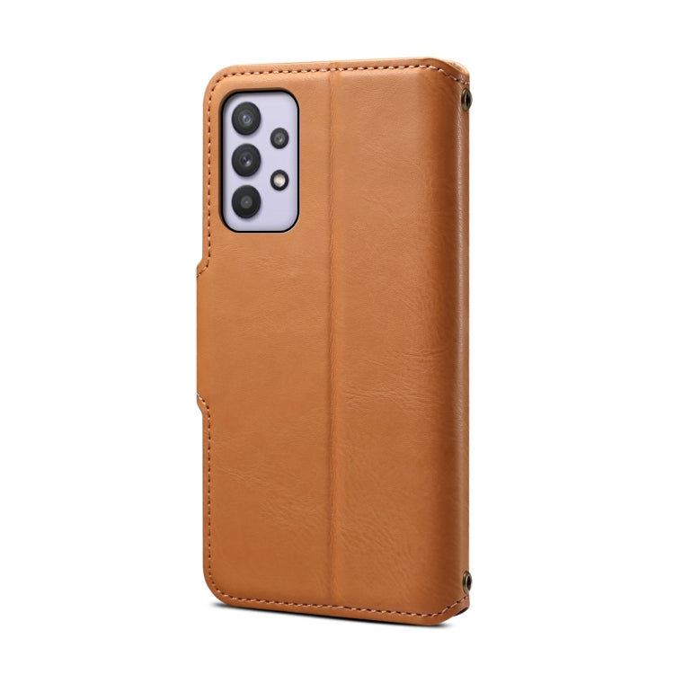 For Samsung Galaxy A32 5G Denior Cowhide Texture Wallet Style Leather Phone Case(Brown) - Galaxy Phone Cases by Denior | Online Shopping UK | buy2fix