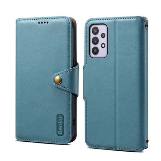 For Samsung Galaxy A32 5G Denior Cowhide Texture Wallet Style Leather Phone Case(Blue) - Galaxy Phone Cases by Denior | Online Shopping UK | buy2fix