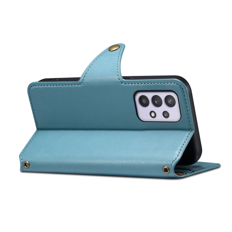 For Samsung Galaxy A32 5G Denior Cowhide Texture Wallet Style Leather Phone Case(Blue) - Galaxy Phone Cases by Denior | Online Shopping UK | buy2fix