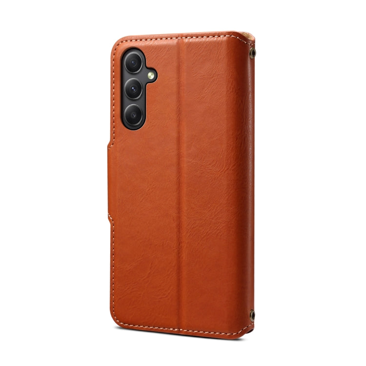 For Samsung Galaxy A34 5G Denior Cowhide Texture Wallet Style Leather Phone Case(Brown) - Galaxy Phone Cases by Denior | Online Shopping UK | buy2fix