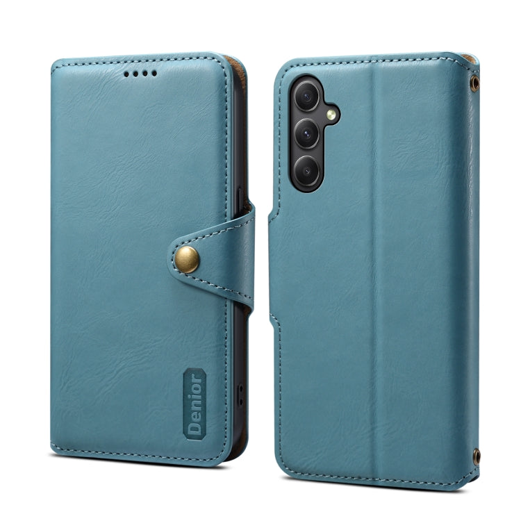 For Samsung Galaxy A34 5G Denior Cowhide Texture Wallet Style Leather Phone Case(Blue) - Galaxy Phone Cases by Denior | Online Shopping UK | buy2fix