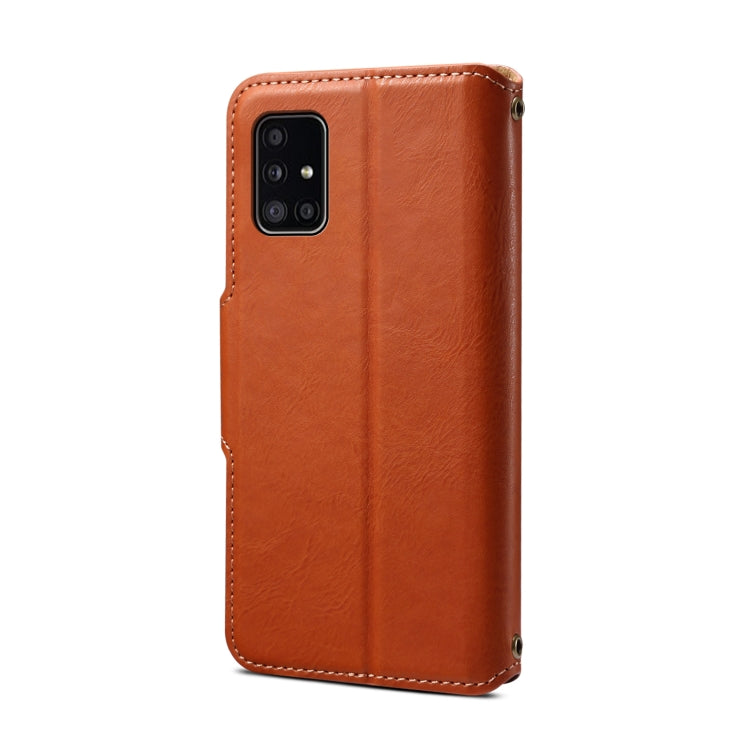 For Samsung Galaxy A51 4G Denior Cowhide Texture Wallet Style Leather Phone Case(Brown) - Galaxy Phone Cases by Denior | Online Shopping UK | buy2fix