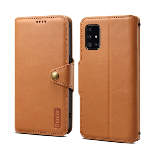 For Samsung Galaxy A51 4G Denior Cowhide Texture Wallet Style Leather Phone Case(Khaki) - Galaxy Phone Cases by Denior | Online Shopping UK | buy2fix