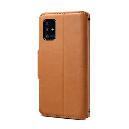 For Samsung Galaxy A51 4G Denior Cowhide Texture Wallet Style Leather Phone Case(Khaki) - Galaxy Phone Cases by Denior | Online Shopping UK | buy2fix