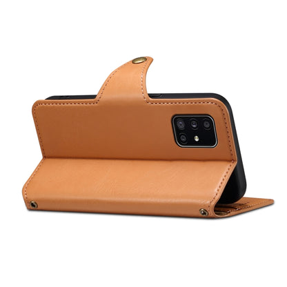 For Samsung Galaxy A51 4G Denior Cowhide Texture Wallet Style Leather Phone Case(Khaki) - Galaxy Phone Cases by Denior | Online Shopping UK | buy2fix