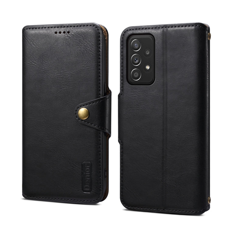For Samsung Galaxy A52 5G Denior Cowhide Texture Wallet Style Leather Phone Case(Black) - Galaxy Phone Cases by Denior | Online Shopping UK | buy2fix