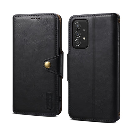 For Samsung Galaxy A52 5G Denior Cowhide Texture Wallet Style Leather Phone Case(Black) - Galaxy Phone Cases by Denior | Online Shopping UK | buy2fix