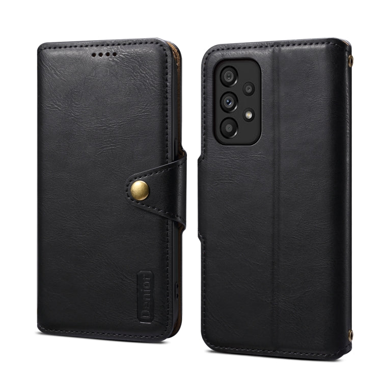 For Samsung Galaxy A53 5G Denior Cowhide Texture Wallet Style Leather Phone Case(Black) - Galaxy Phone Cases by Denior | Online Shopping UK | buy2fix