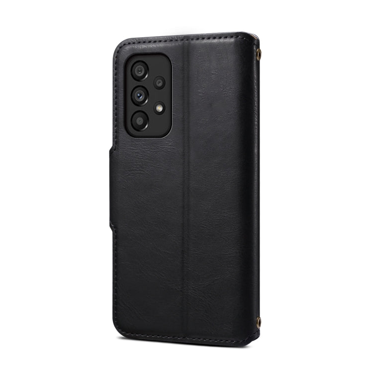 For Samsung Galaxy A53 5G Denior Cowhide Texture Wallet Style Leather Phone Case(Black) - Galaxy Phone Cases by Denior | Online Shopping UK | buy2fix