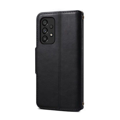 For Samsung Galaxy A53 5G Denior Cowhide Texture Wallet Style Leather Phone Case(Black) - Galaxy Phone Cases by Denior | Online Shopping UK | buy2fix