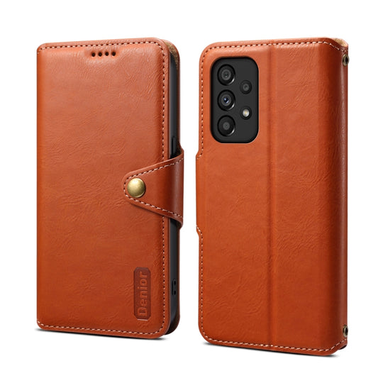 For Samsung Galaxy A53 5G Denior Cowhide Texture Wallet Style Leather Phone Case(Brown) - Galaxy Phone Cases by Denior | Online Shopping UK | buy2fix