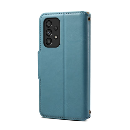 For Samsung Galaxy A53 5G Denior Cowhide Texture Wallet Style Leather Phone Case(Blue) - Galaxy Phone Cases by Denior | Online Shopping UK | buy2fix