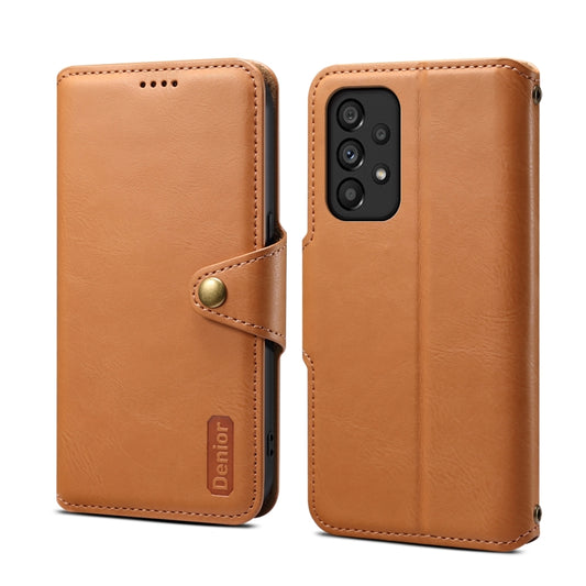 For Samsung Galaxy A53 5G Denior Cowhide Texture Wallet Style Leather Phone Case(Khaki) - Galaxy Phone Cases by Denior | Online Shopping UK | buy2fix
