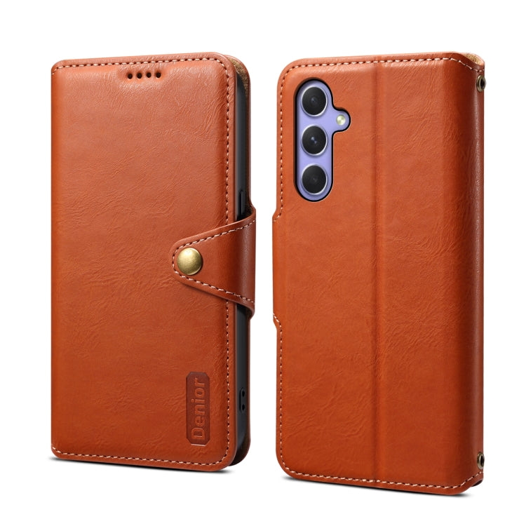 For Samsung Galaxy A54 5G Denior Cowhide Texture Wallet Style Leather Phone Case(Brown) - Galaxy Phone Cases by Denior | Online Shopping UK | buy2fix