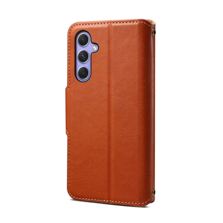 For Samsung Galaxy A54 5G Denior Cowhide Texture Wallet Style Leather Phone Case(Brown) - Galaxy Phone Cases by Denior | Online Shopping UK | buy2fix