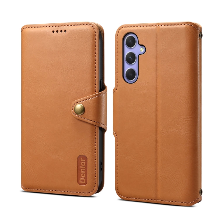 For Samsung Galaxy A54 5G Denior Cowhide Texture Wallet Style Leather Phone Case(Khaki) - Galaxy Phone Cases by Denior | Online Shopping UK | buy2fix
