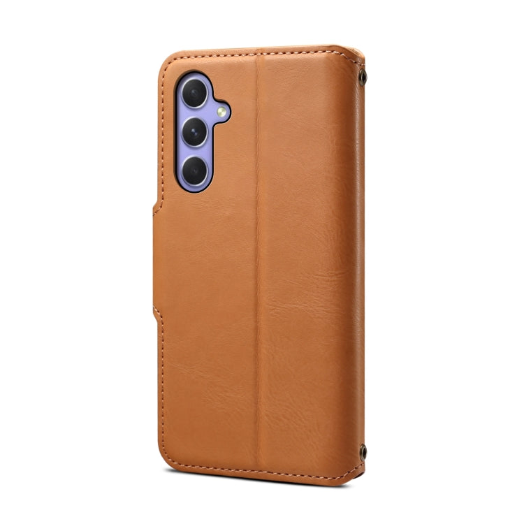 For Samsung Galaxy A54 5G Denior Cowhide Texture Wallet Style Leather Phone Case(Khaki) - Galaxy Phone Cases by Denior | Online Shopping UK | buy2fix