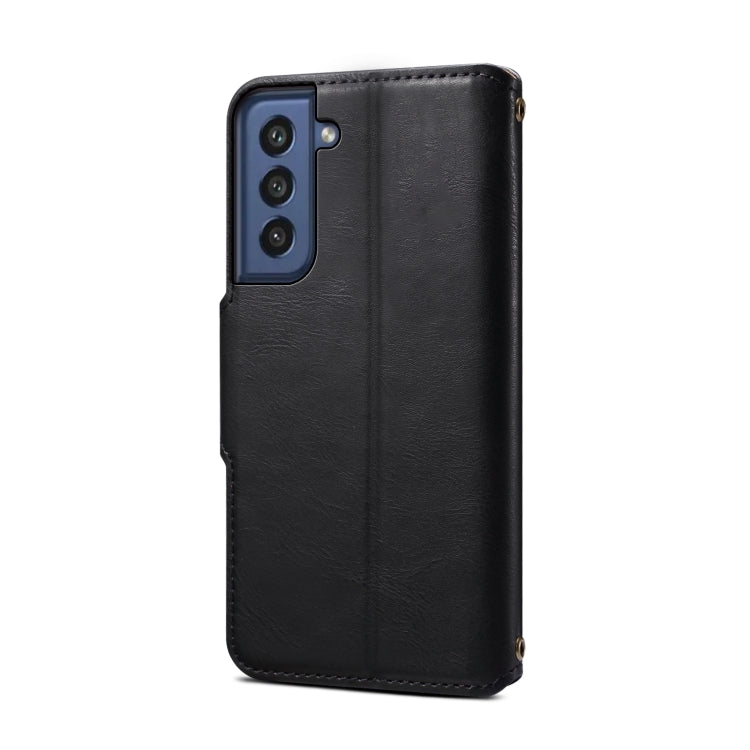 For Samsung Galaxy S21 FE 5G Denior Cowhide Texture Wallet Style Leather Phone Case(Black) - Galaxy Phone Cases by Denior | Online Shopping UK | buy2fix