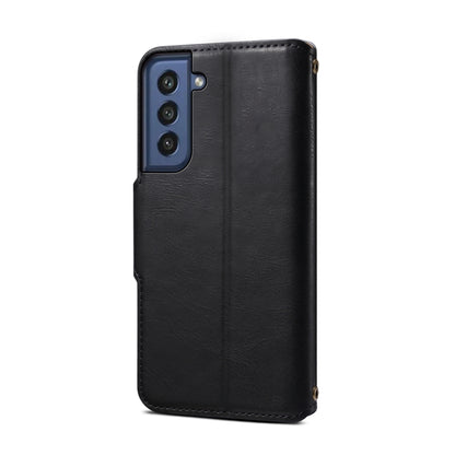 For Samsung Galaxy S21 FE 5G Denior Cowhide Texture Wallet Style Leather Phone Case(Black) - Galaxy Phone Cases by Denior | Online Shopping UK | buy2fix