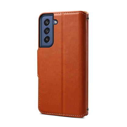 For Samsung Galaxy S21 FE 5G Denior Cowhide Texture Wallet Style Leather Phone Case(Brown) - Galaxy Phone Cases by Denior | Online Shopping UK | buy2fix