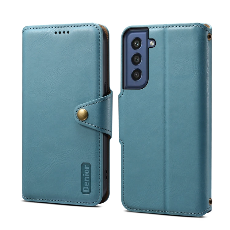 For Samsung Galaxy S21 FE 5G Denior Cowhide Texture Wallet Style Leather Phone Case(Blue) - Galaxy Phone Cases by Denior | Online Shopping UK | buy2fix