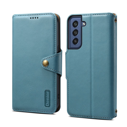 For Samsung Galaxy S21 FE 5G Denior Cowhide Texture Wallet Style Leather Phone Case(Blue) - Galaxy Phone Cases by Denior | Online Shopping UK | buy2fix