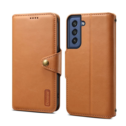 For Samsung Galaxy S21 FE 5G Denior Cowhide Texture Wallet Style Leather Phone Case(Khaki) - Galaxy Phone Cases by Denior | Online Shopping UK | buy2fix