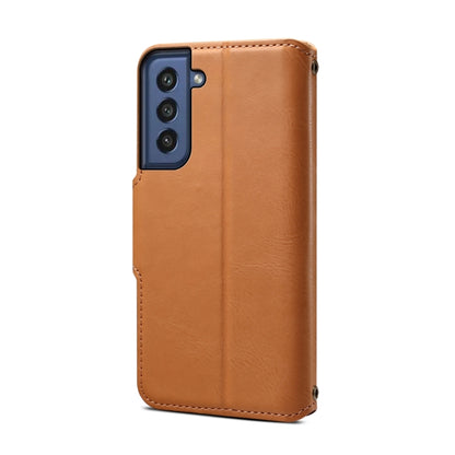 For Samsung Galaxy S21 FE 5G Denior Cowhide Texture Wallet Style Leather Phone Case(Khaki) - Galaxy Phone Cases by Denior | Online Shopping UK | buy2fix