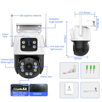 QX101 6MP WiFi Dual Camera Supports Two-way Voice Intercom & Infrared Night Vision(US Plug) by buy2fix