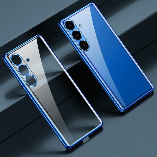 For Samsung Galaxy S25 5G SULADA Electroplating TPU Transparent Phone Case(Blue)