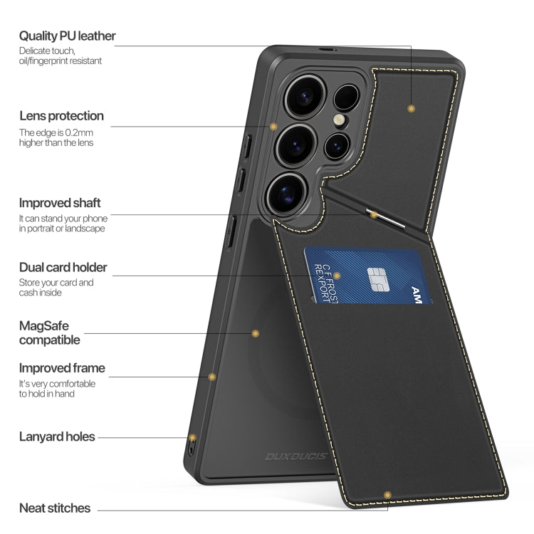 For Samsung Galaxy S25 Ultra 5G DUX DUCIS Rafi II Series MagSafe Magnetic Holder RFID Phone Case(Black) by DUX DUCIS