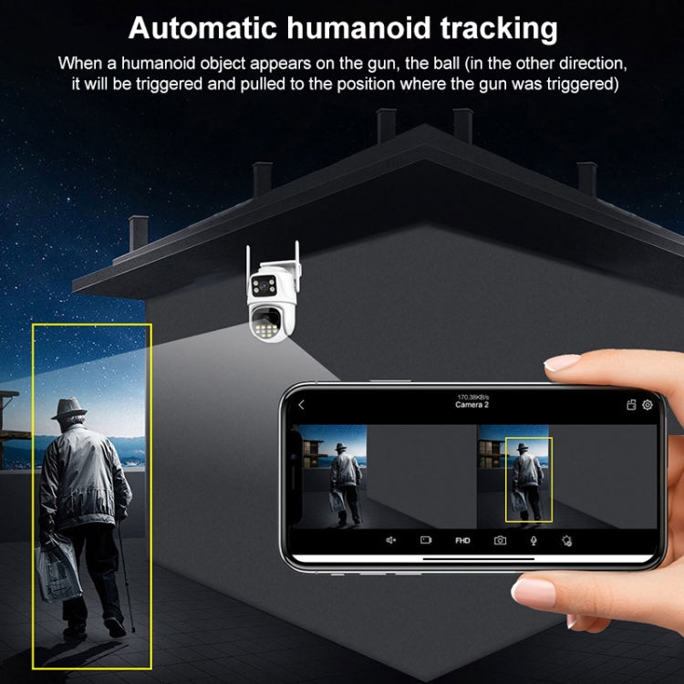 QX102 3MP WiFi Triple Camera Supports Two-way Voice Intercom & Infrared Night Vision(UK Plug) by buy2fix
