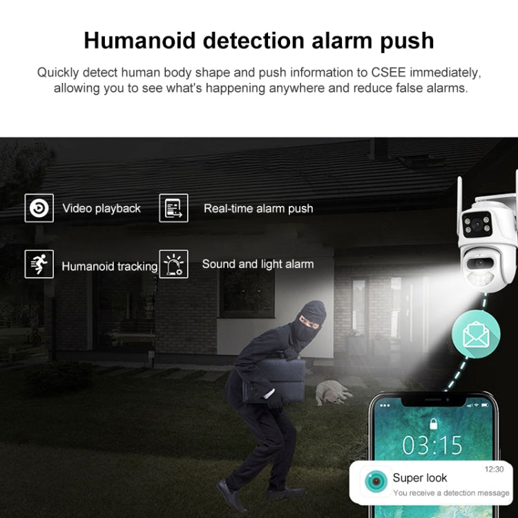 QX102 3MP WiFi Triple Camera Supports Two-way Voice Intercom & Infrared Night Vision(AU Plug) by buy2fix