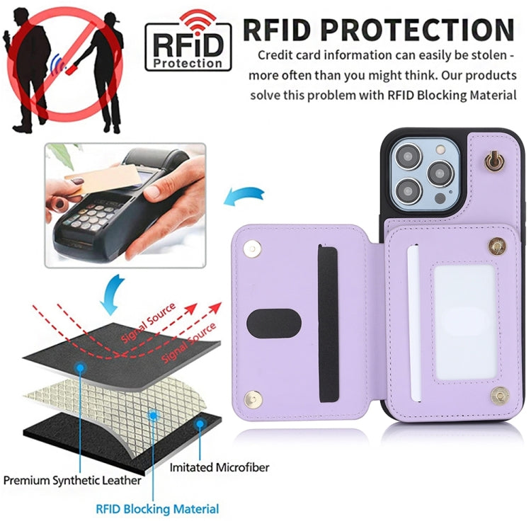 For iPhone 11 Pro YM006 Skin Feel Zipper Card Bag Phone Case with Dual Lanyard(Light Purple) - iPhone 11 Pro Cases by buy2fix | Online Shopping UK | buy2fix