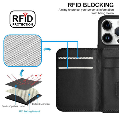 For iPhone 16 Pro Rhombic Texture Card Bag RFID Phone Case with Long Lanyard(Black) by buy2fix
