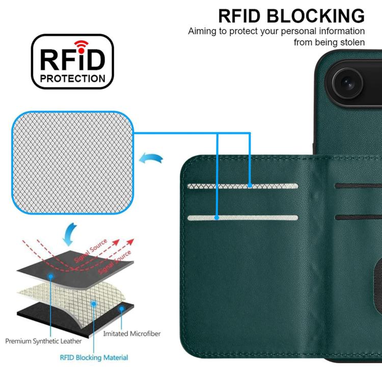 For iPhone Air Rhombic Texture Card Bag RFID Phone Case with Long Lanyard(Green) - iPhone Air Cases by buy2fix | Online Shopping UK | buy2fix