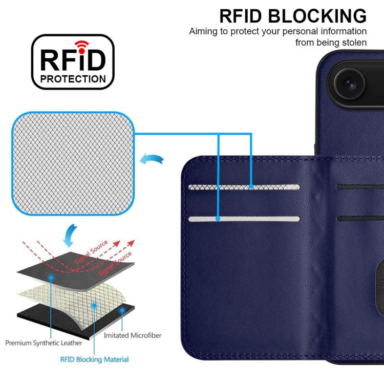 For iPhone Air Rhombic Texture Card Bag RFID Phone Case with Long Lanyard(Blue) - iPhone Air Cases by buy2fix | Online Shopping UK | buy2fix