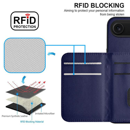 For iPhone Air Rhombic Texture Card Bag RFID Phone Case with Long Lanyard(Blue) - iPhone Air Cases by buy2fix | Online Shopping UK | buy2fix