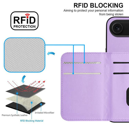 For iPhone Air Rhombic Texture Card Bag RFID Phone Case with Long Lanyard(Light Purple) - iPhone Air Cases by buy2fix | Online Shopping UK | buy2fix