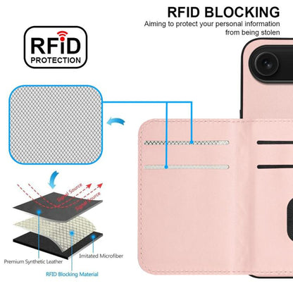 For iPhone Air Rhombic Texture Card Bag RFID Phone Case with Long Lanyard(Rose Gold) - iPhone Air Cases by buy2fix | Online Shopping UK | buy2fix