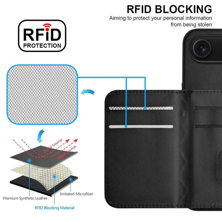 For iPhone Air Rhombic Texture Card Bag RFID Phone Case with Long Lanyard(Black) - iPhone Air Cases by buy2fix | Online Shopping UK | buy2fix
