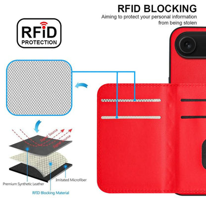 For iPhone Air Rhombic Texture Card Bag RFID Phone Case with Long Lanyard(Red) - iPhone Air Cases by buy2fix | Online Shopping UK | buy2fix